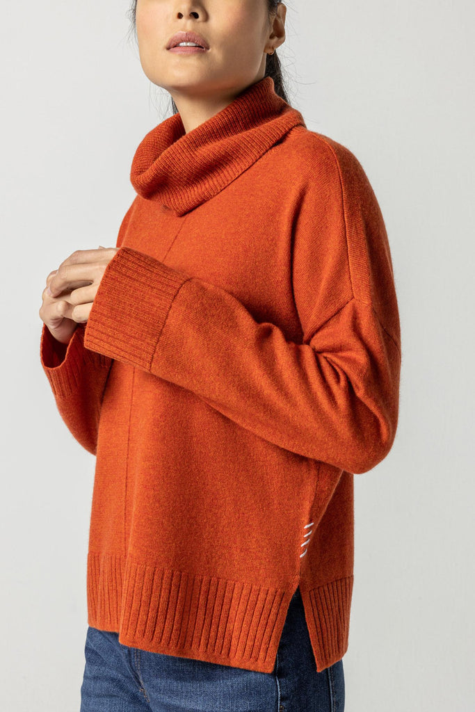 Side Slit Turtleneck Sweater