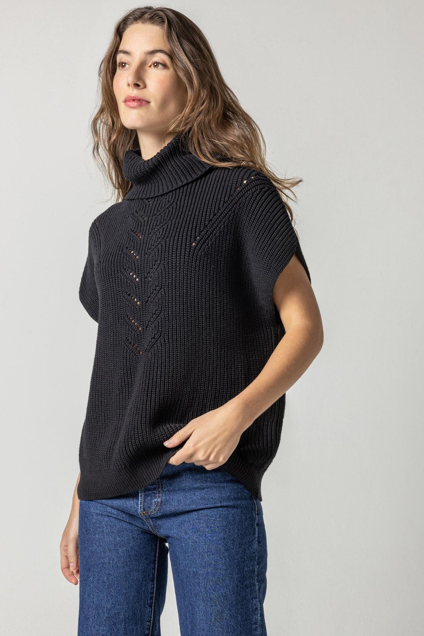 Ribbed Poncho Sweater