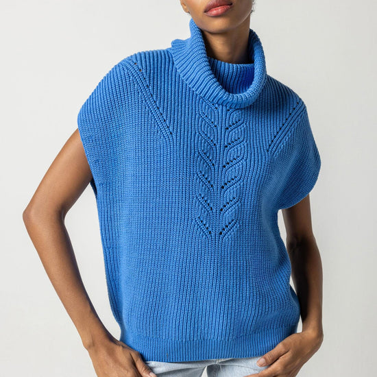 Ribbed Poncho Sweater Womens Sweater Lapis A1