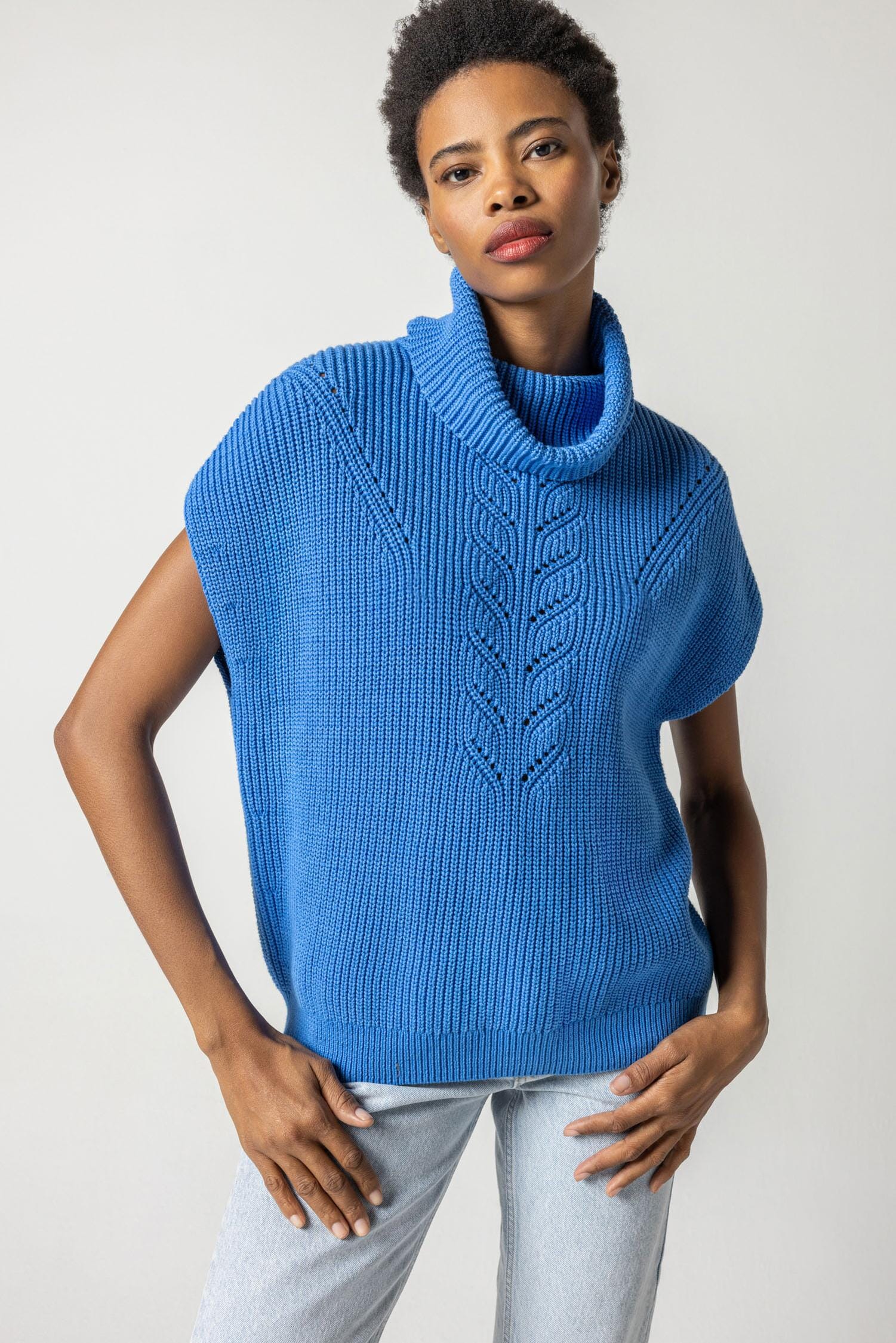 Ribbed Poncho Sweater Womens Sweater Lapis A1