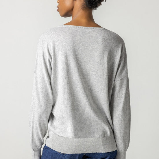 Easy V-Neck Pullover Sweater Womens Sweater Heather Grey A2