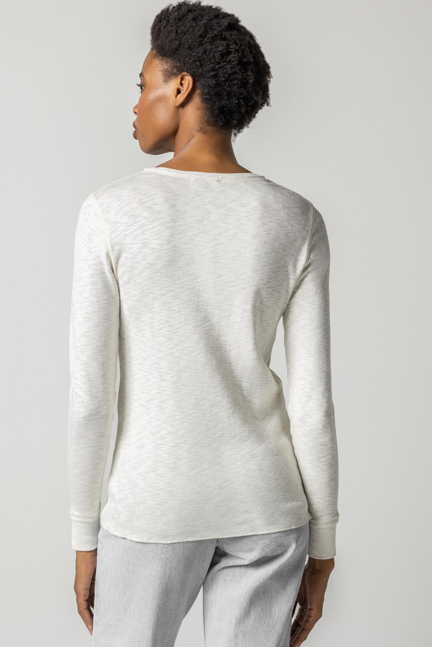 Long Sleeve Crew Womens Top Winter White A2