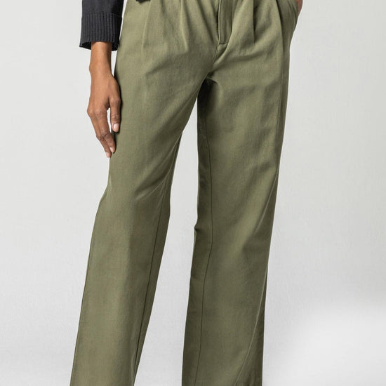 Pleat Front Full Length Pant Womens Pant Army A1