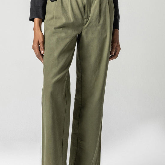 Pleat Front Full Length Pant Womens Pant Army A3