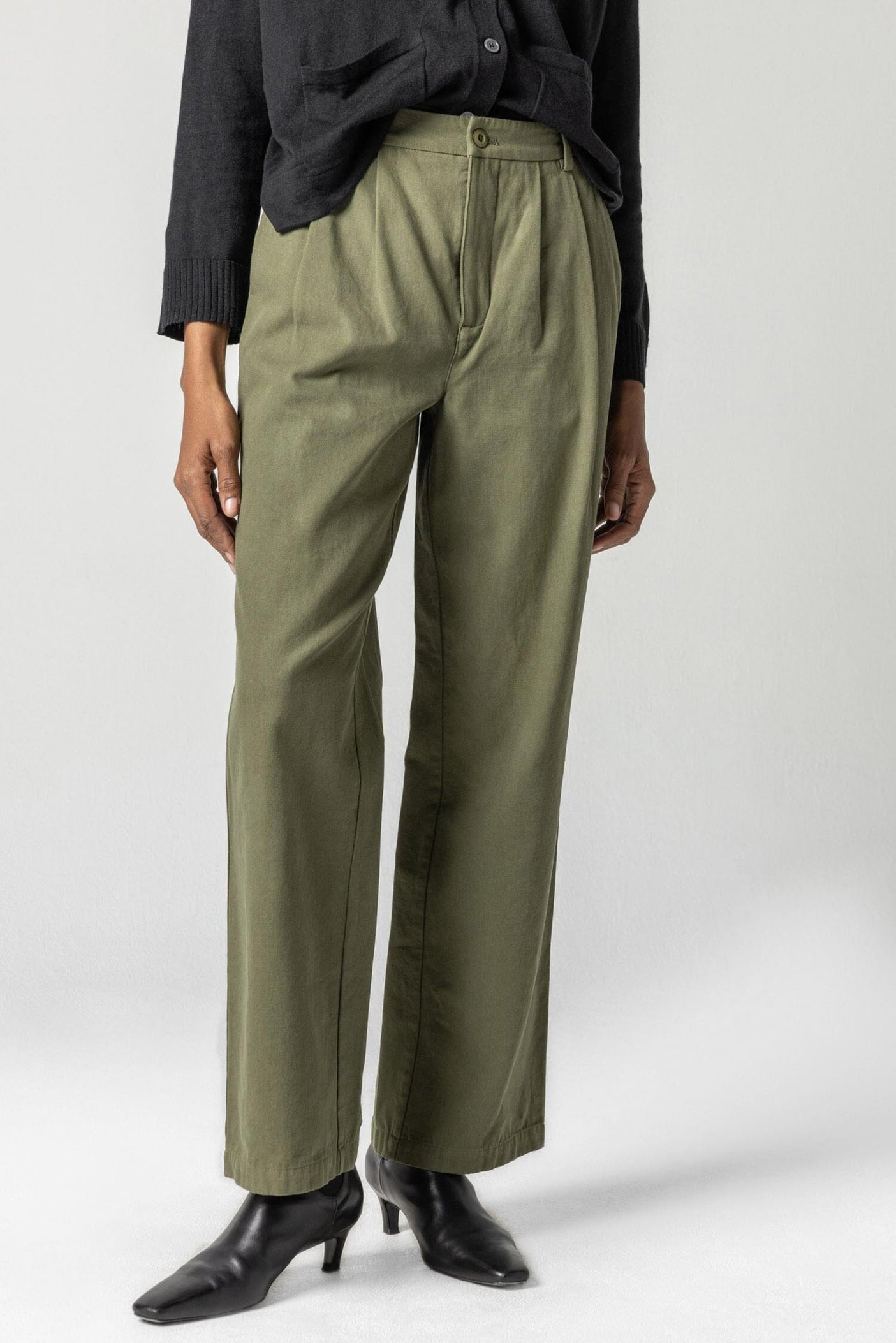 Topshop fold-over waistband detail pleated straight leg pants in camel