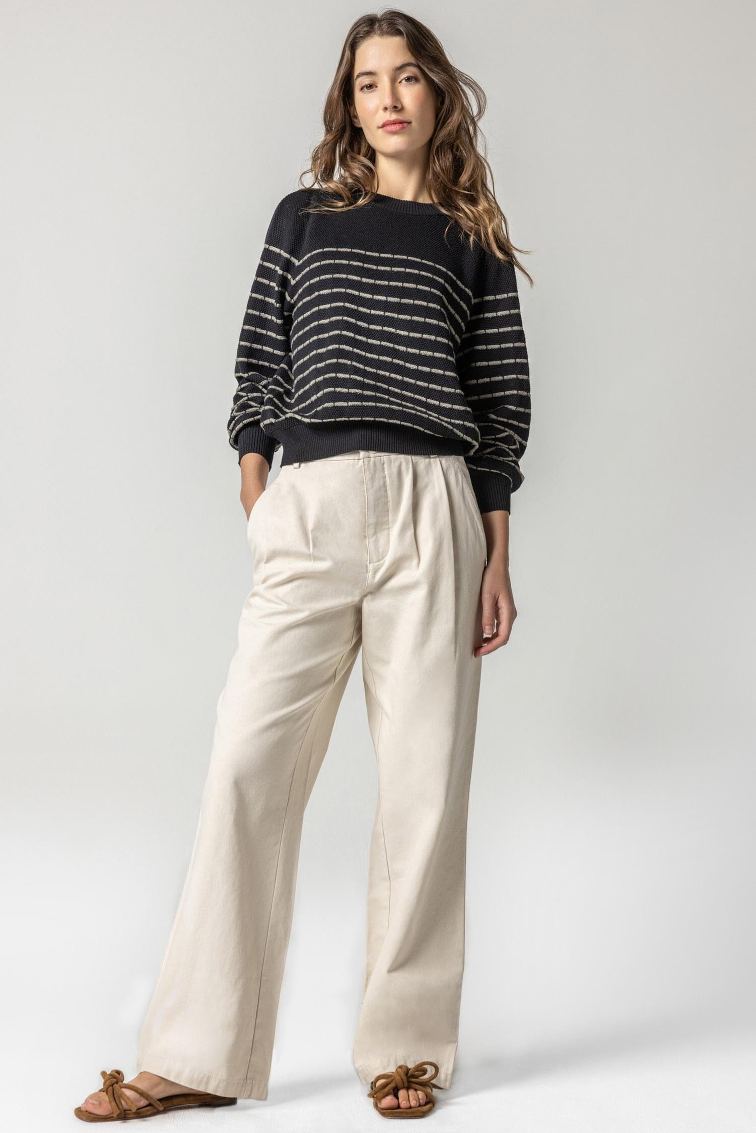 Pleat Front Full Length Pant Womens Pant Natural A3