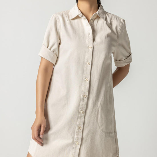 Short Sleeve Shirt Dress Womens Dress Natural A1