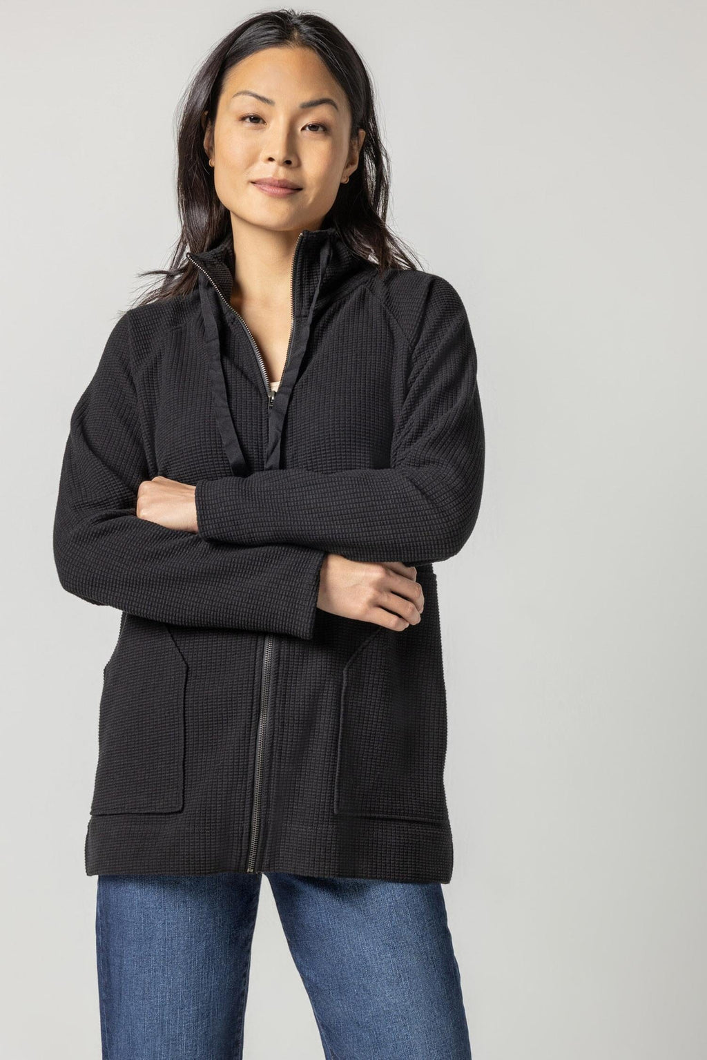 Long cardigan with zipper Clearance