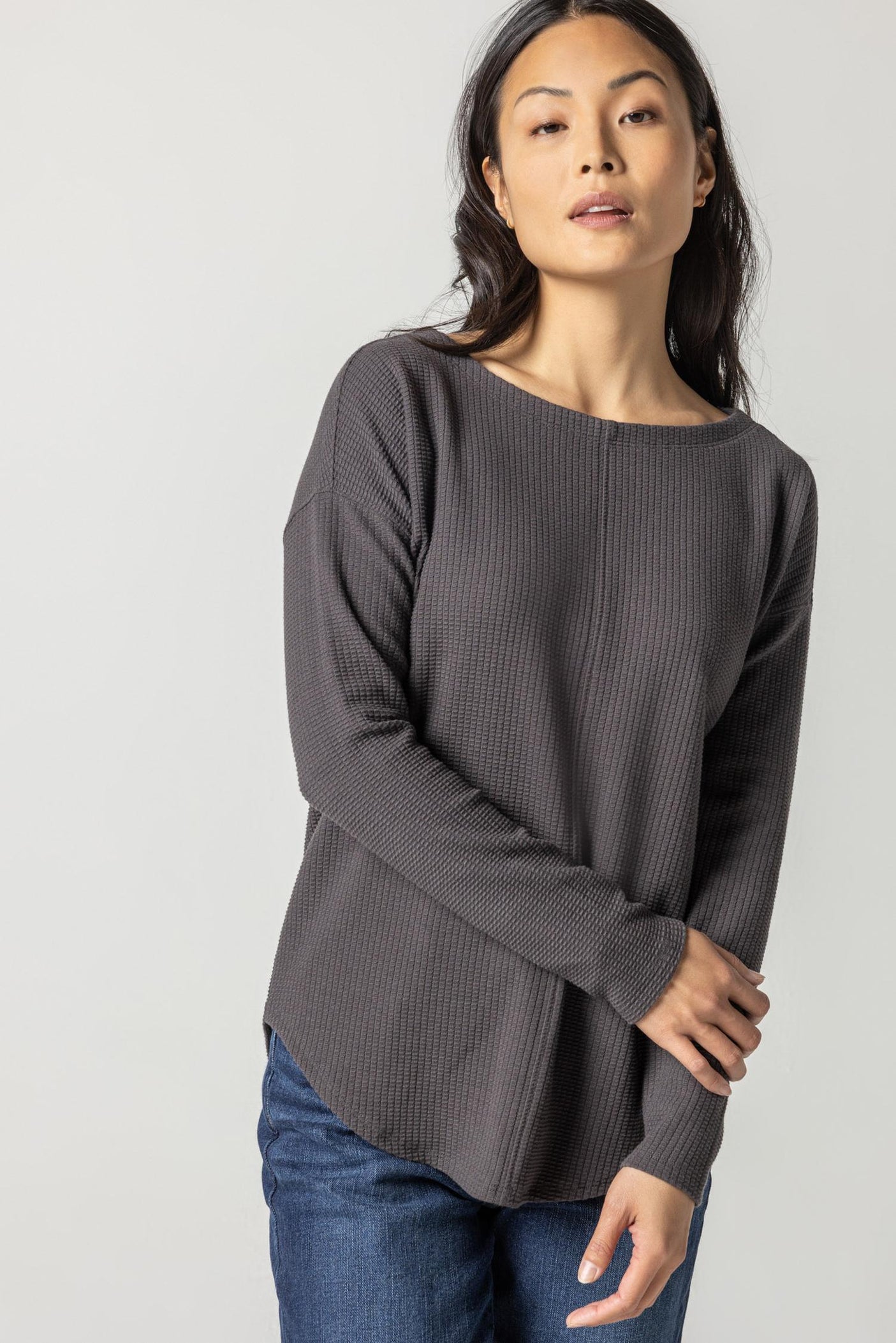 Shirttail Hem Boatneck