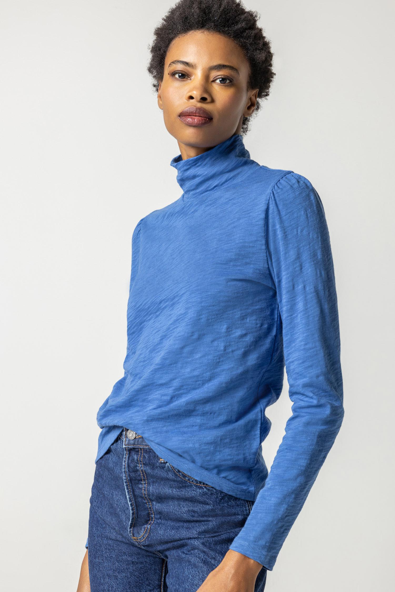 Puff Sleeve Turtleneck Womens Top Admiral A1