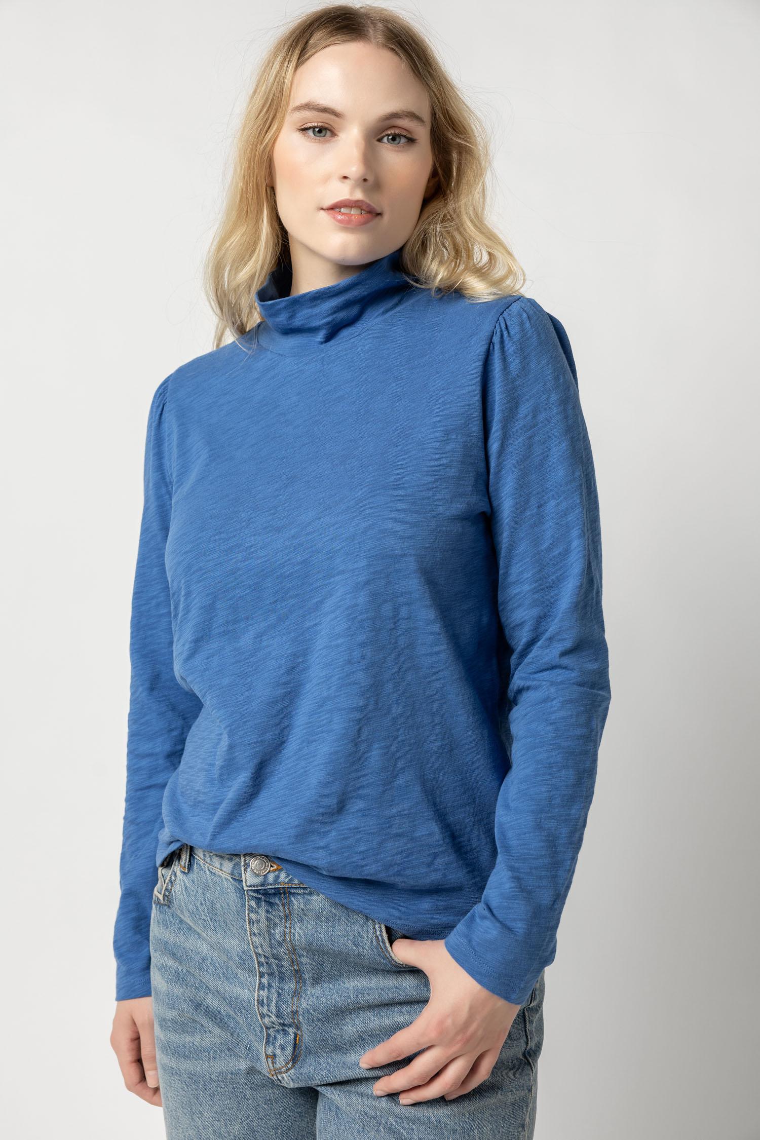 Puff Sleeve Turtleneck Womens Top Admiral A4