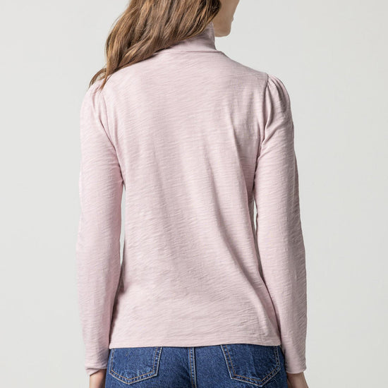 Puff Sleeve Turtleneck Womens Top Iced Lilac A2