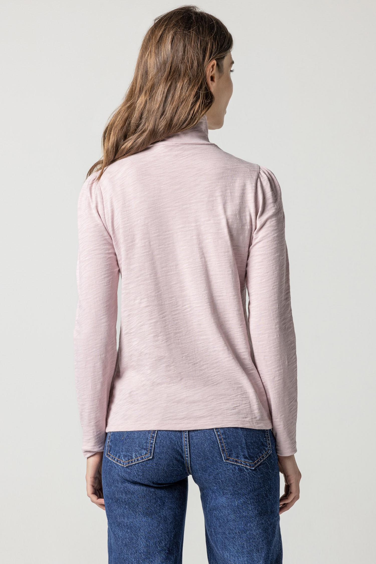 Puff Sleeve Turtleneck Womens Top Iced Lilac A2