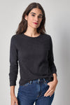 Long Sleeve Crewneck Womens Top Black A1