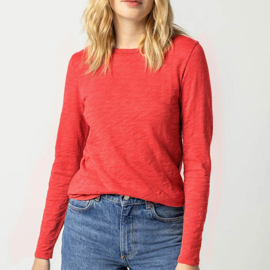 Long Sleeve Crewneck Womens Top Cinnabar A1