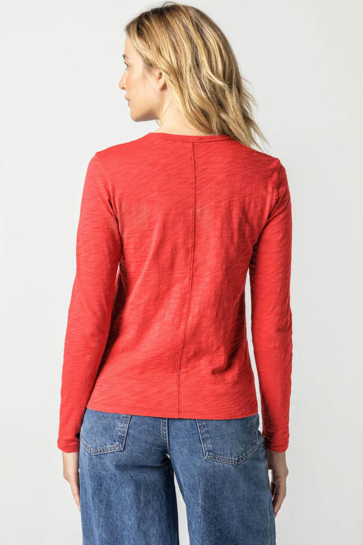 Long Sleeve Crewneck Womens Top Cinnabar A2