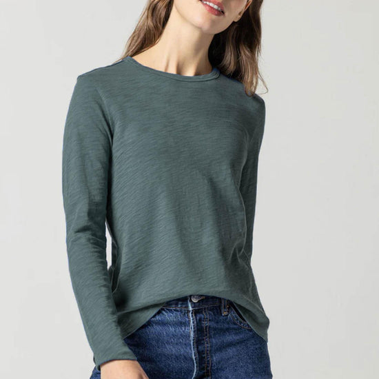 Long Sleeve Crewneck Womens Top Evergreen A1