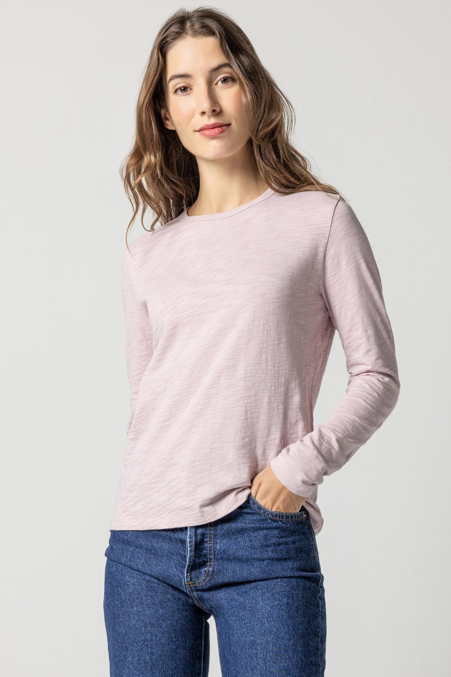 Long Sleeve Crewneck Womens Top Iced Lilac A1