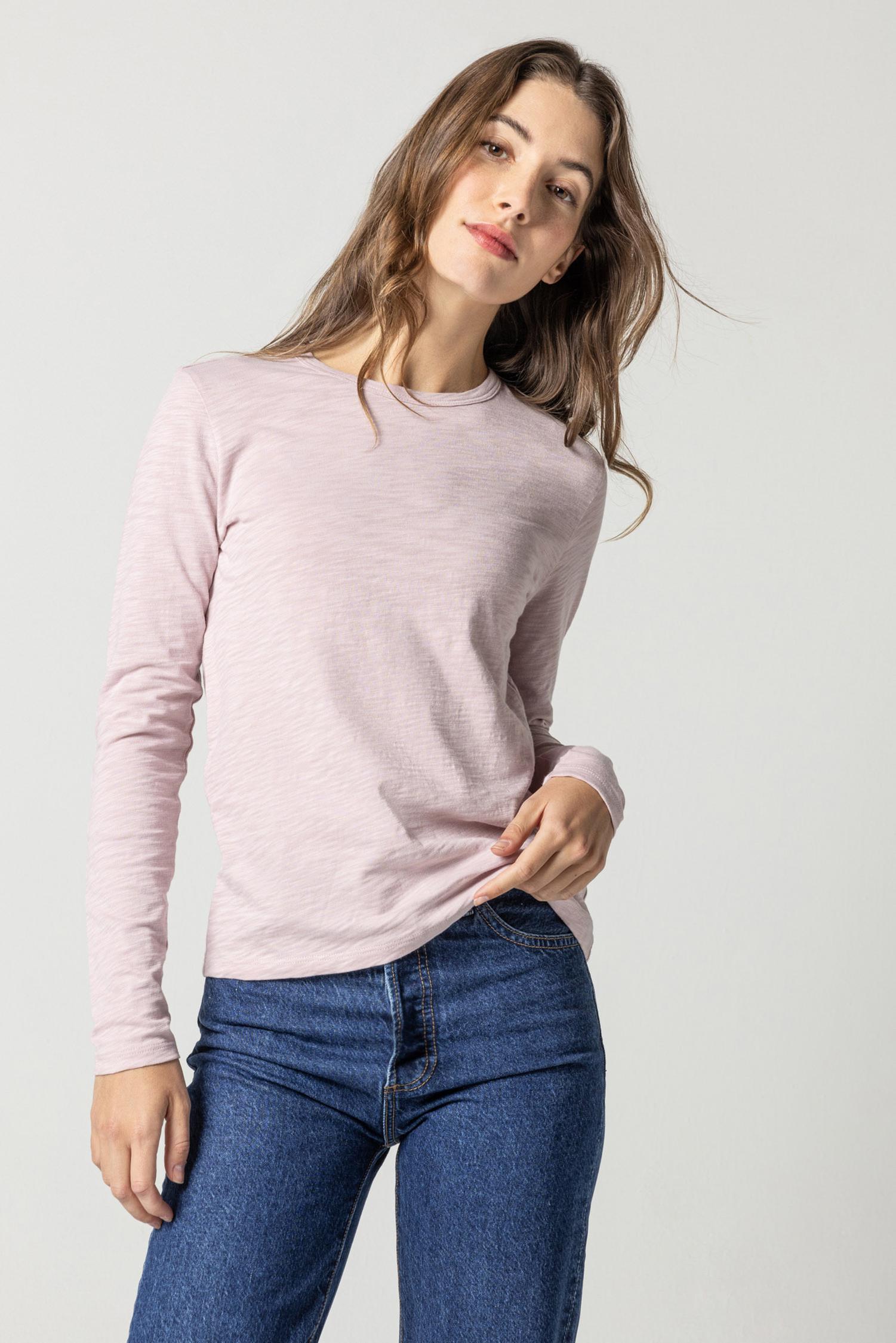 Long Sleeve Crewneck Womens Top Iced Lilac A3