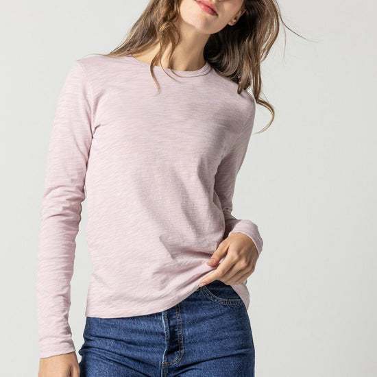 Long Sleeve Crewneck Womens Top Iced Lilac A3