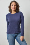 Long Sleeve Crewneck Womens Top Navy A3