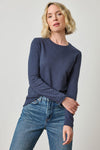 Long Sleeve Crewneck Womens Top Navy A5