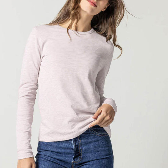 Long Sleeve Crewneck Womens Top Soft Orchid A1