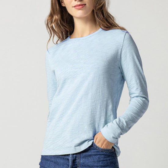 Long Sleeve Crewneck Womens Top Steel Blue A1