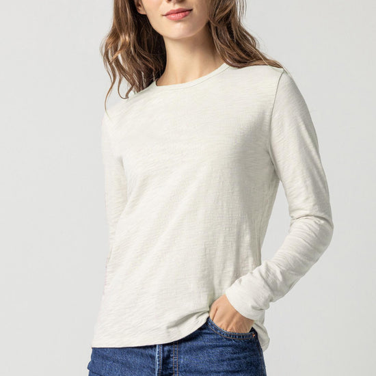 Long Sleeve Crewneck Womens Top Talc A1