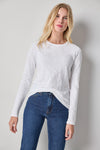 Long Sleeve Crewneck Womens Top White A3