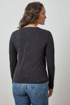 Long Sleeve V-Neck Womens Top Black A4