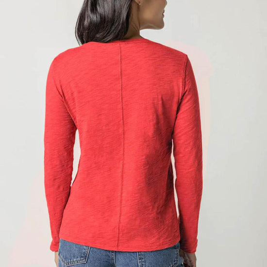 Long Sleeve V-Neck Womens Top Cinnabar A2