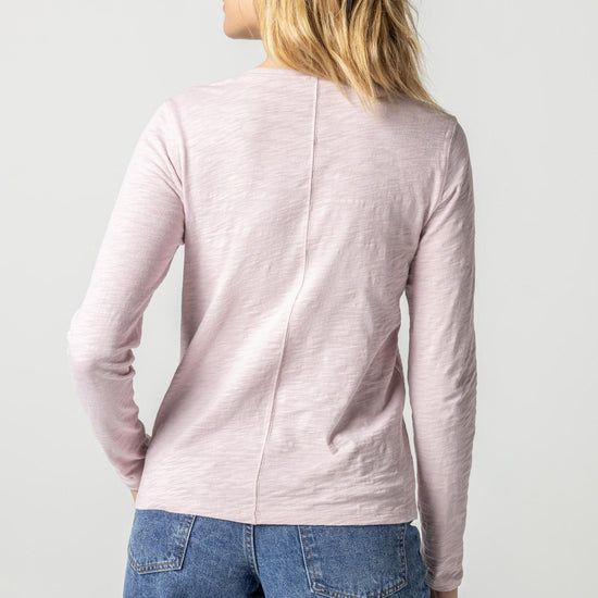 Long Sleeve V-Neck Womens Top Iced Lilac A2