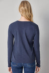 Long Sleeve V-Neck Womens Top Navy A2