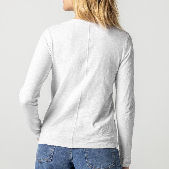 Long Sleeve V-Neck Womens Top White A2