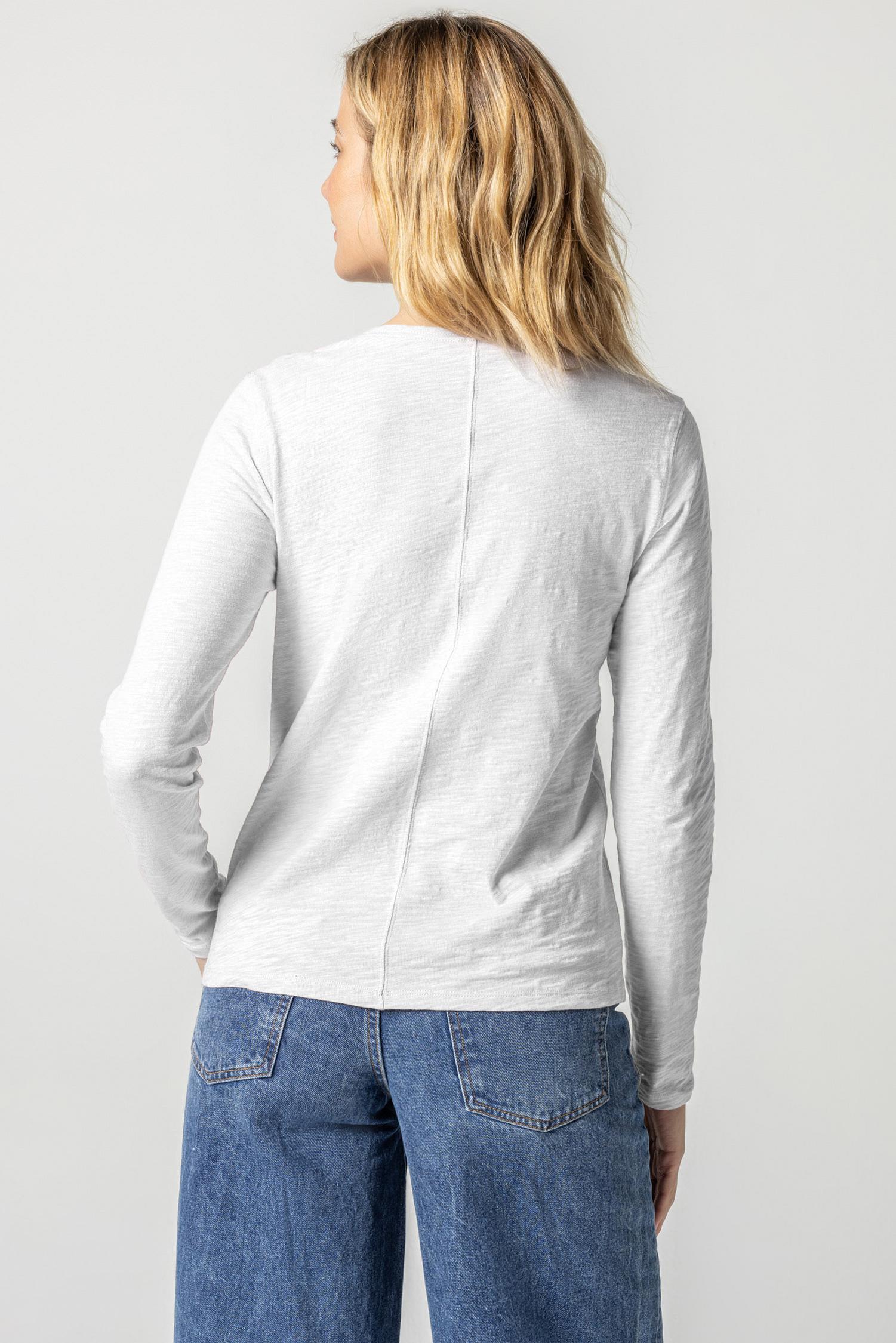 Long Sleeve V-Neck Womens Top White A2