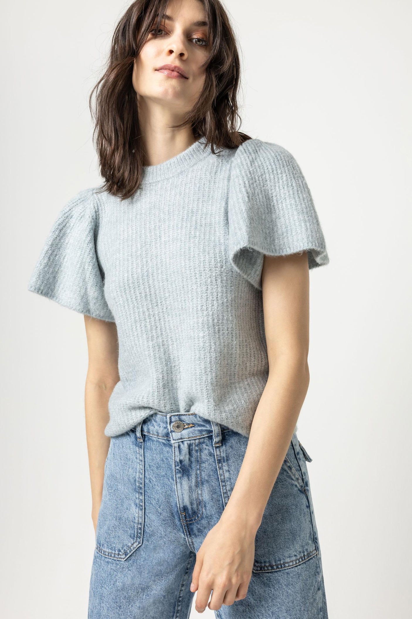 Lofty puff 2024 sleeve crew sweater