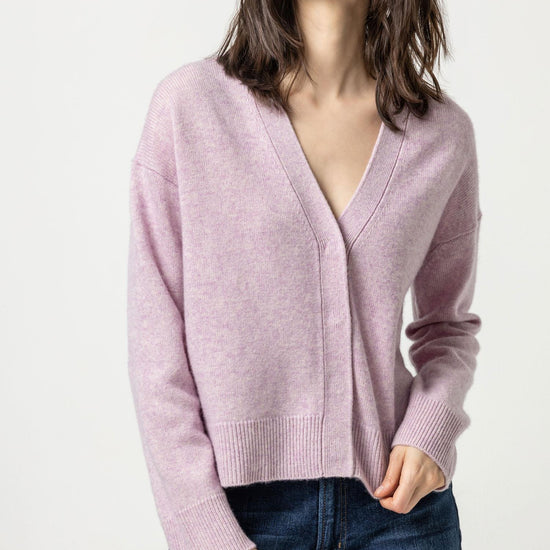 Snap Front Cardigan Sweater Womens Sweater Lilac A1