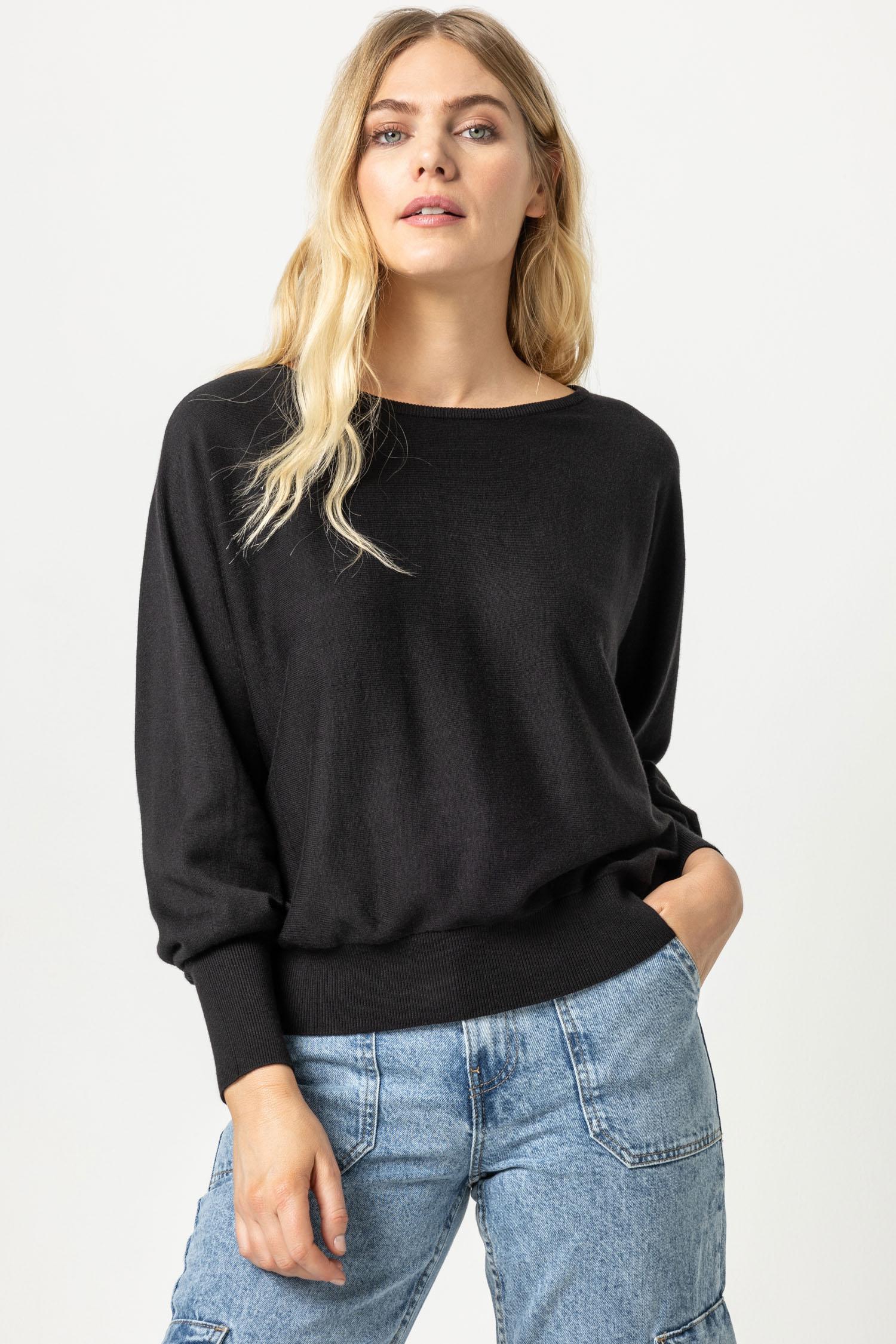 Boatneck Dolman Sweater Womens Sweater Black A1