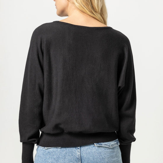 Boatneck Dolman Sweater Womens Sweater Black A2