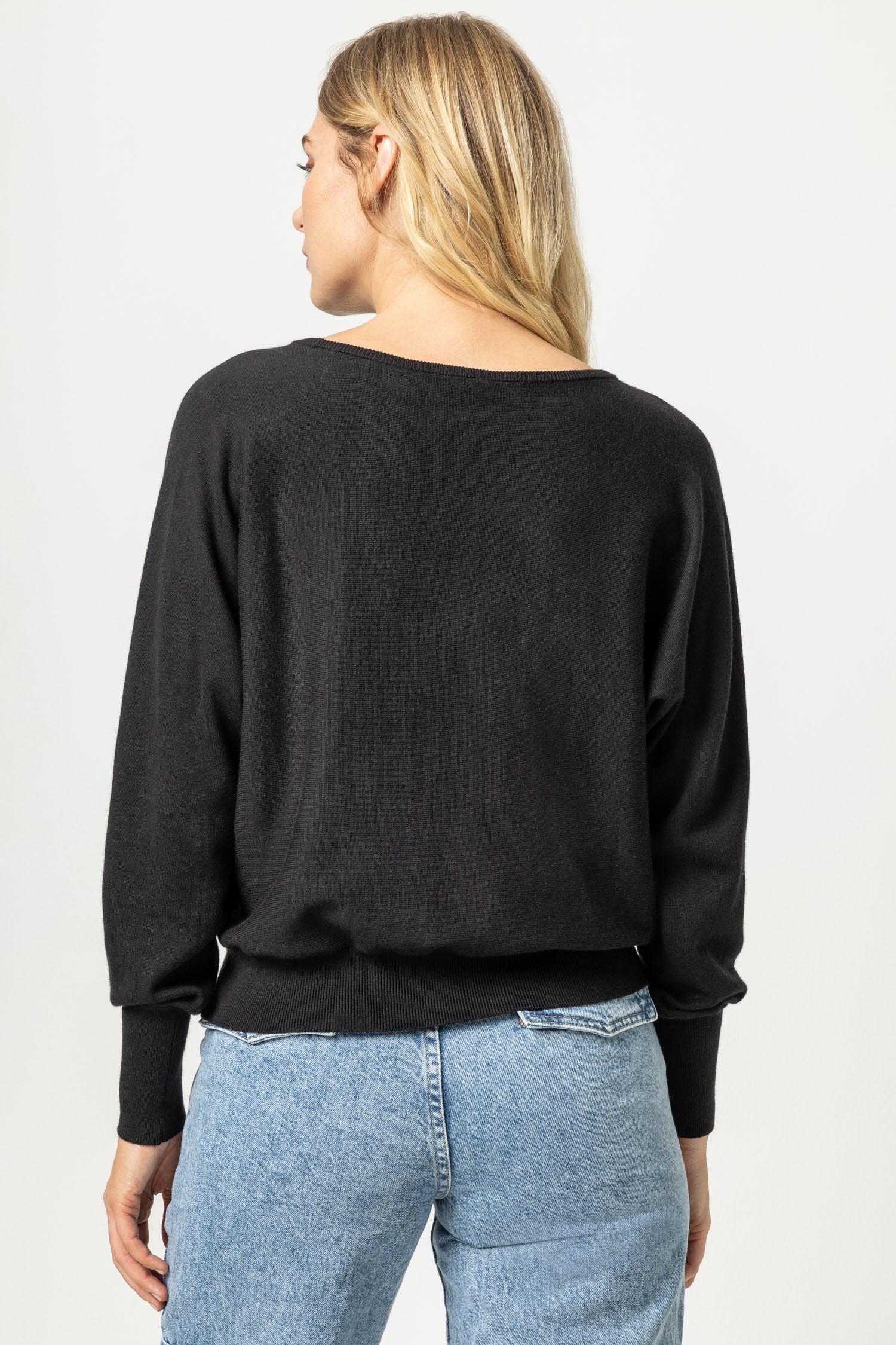 Boatneck Dolman Sweater Womens Sweater Black A2