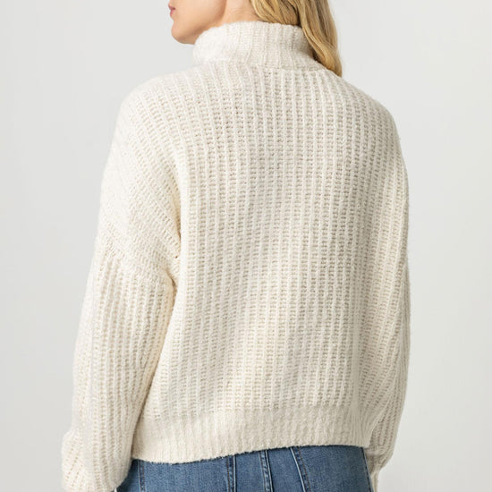 Ribbed Half Zip Sweater Womens Sweater Ivory A3