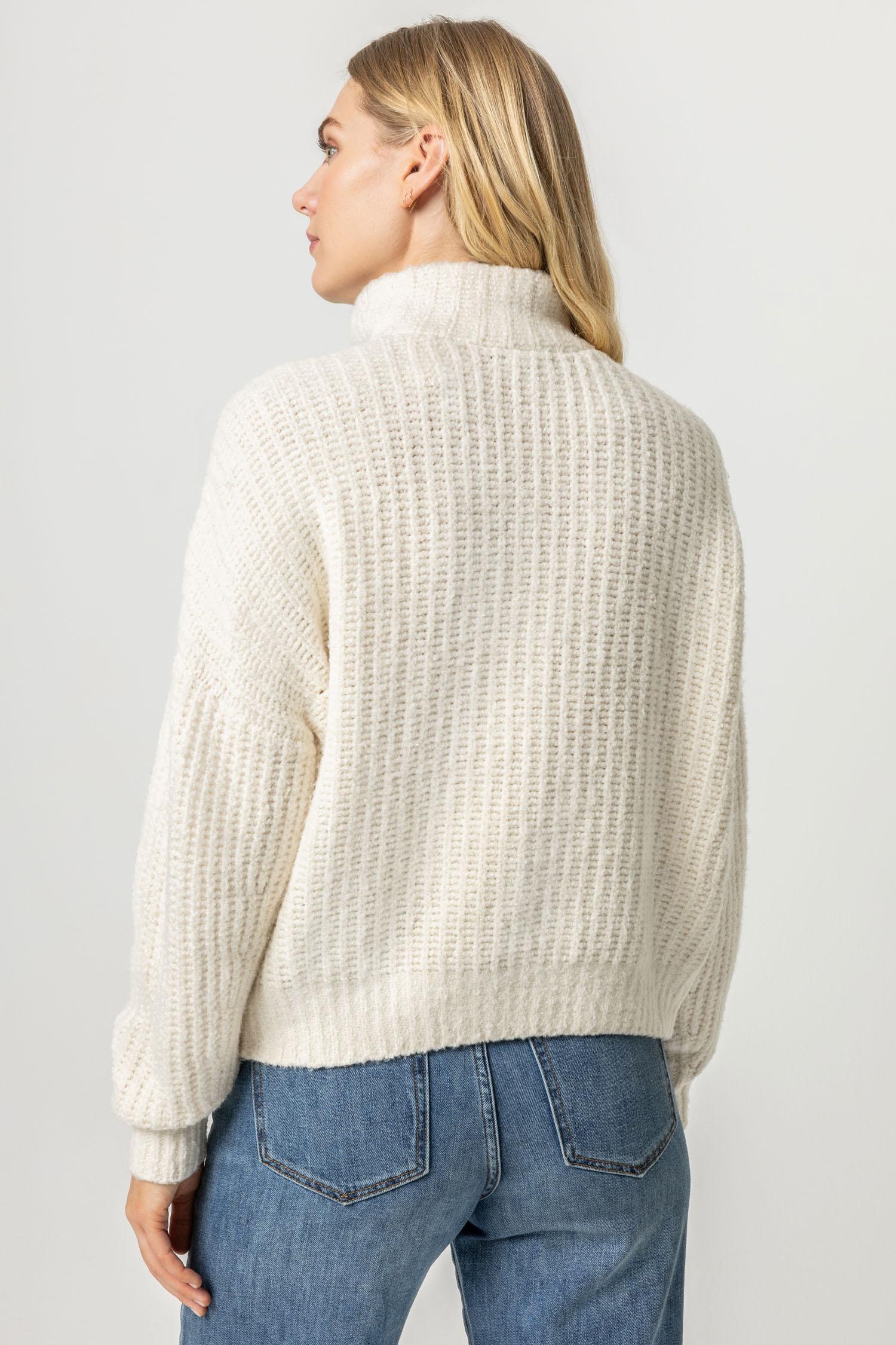 Ribbed Half Zip Sweater Womens Sweater Ivory A3