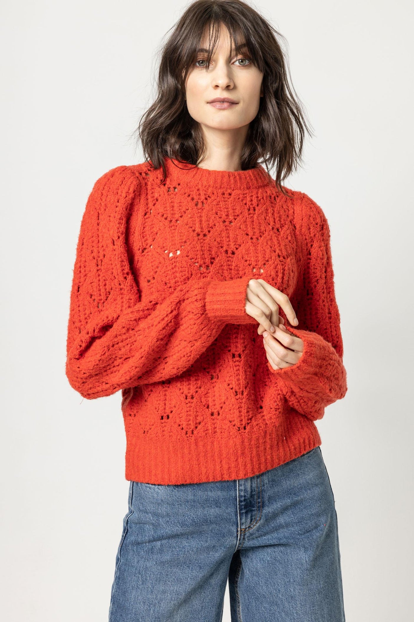 Top Stitch Red Embroidered Angle Crewneck Sweatshirt Women's XL