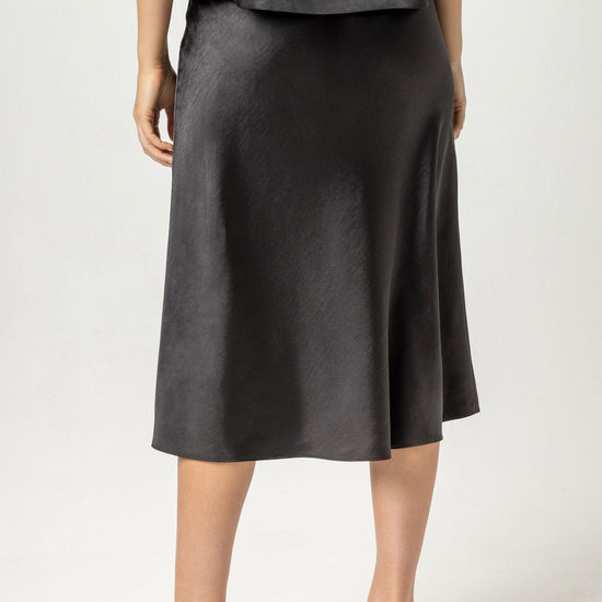 Bias Cut Satin Skirt Womens Skirt Black A2