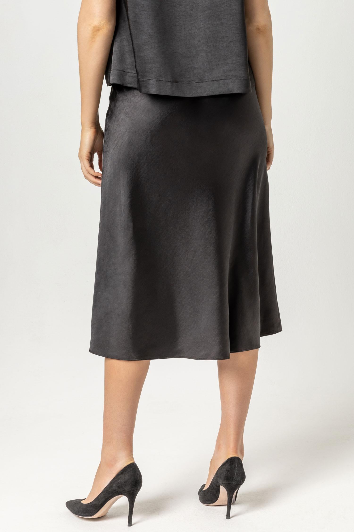 Bias Cut Satin Skirt Womens Skirt Black A2