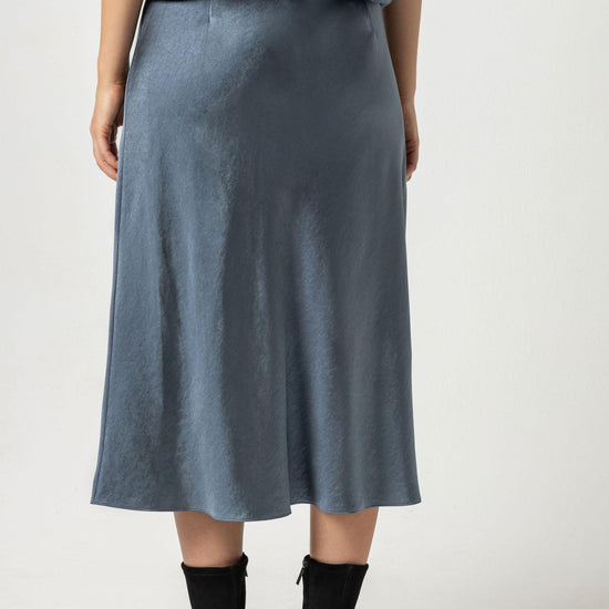 Bias Cut Satin Skirt Womens Skirt Slate Blue A2