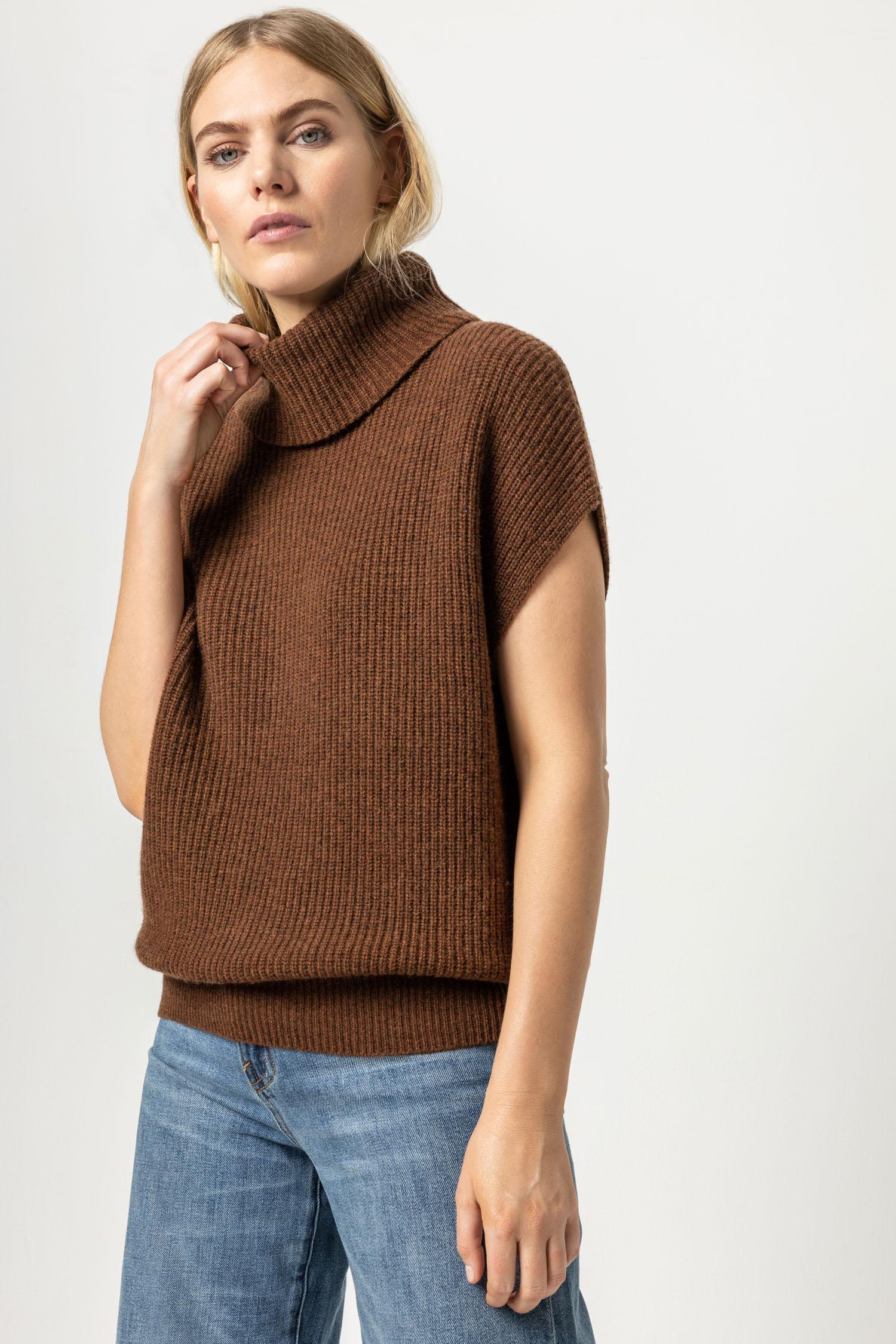 Ribbed Turtleneck Sweater Womens Sweater Copper A2