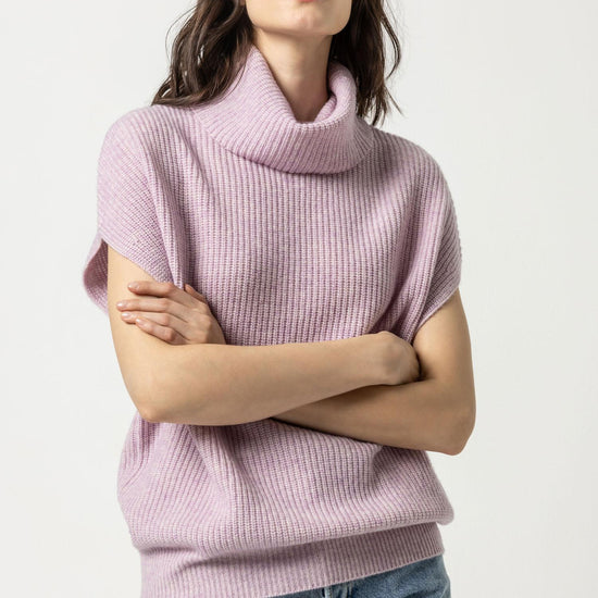 Ribbed Turtleneck Sweater Womens Sweater Lilac A1