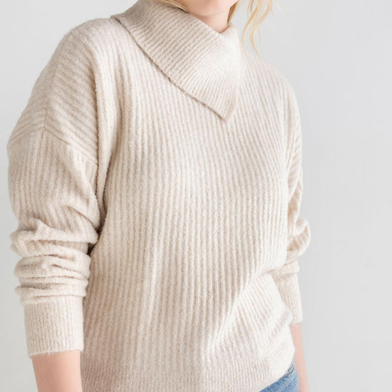 Easy Split Collar Sweater Womens Sweater Salt C5